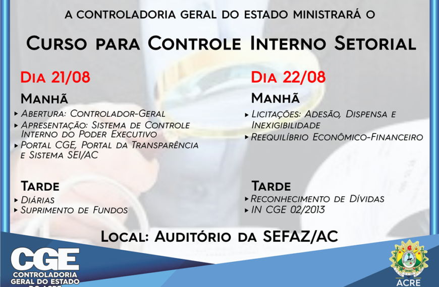 CGE: Curso para Controle Interno Setorial – 2019